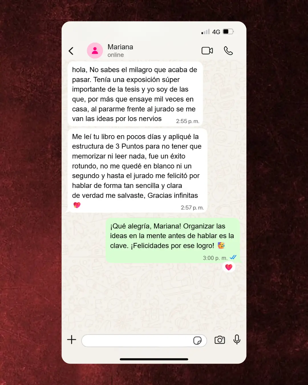 Testimonio de Mariana sobre su exposición de tesis